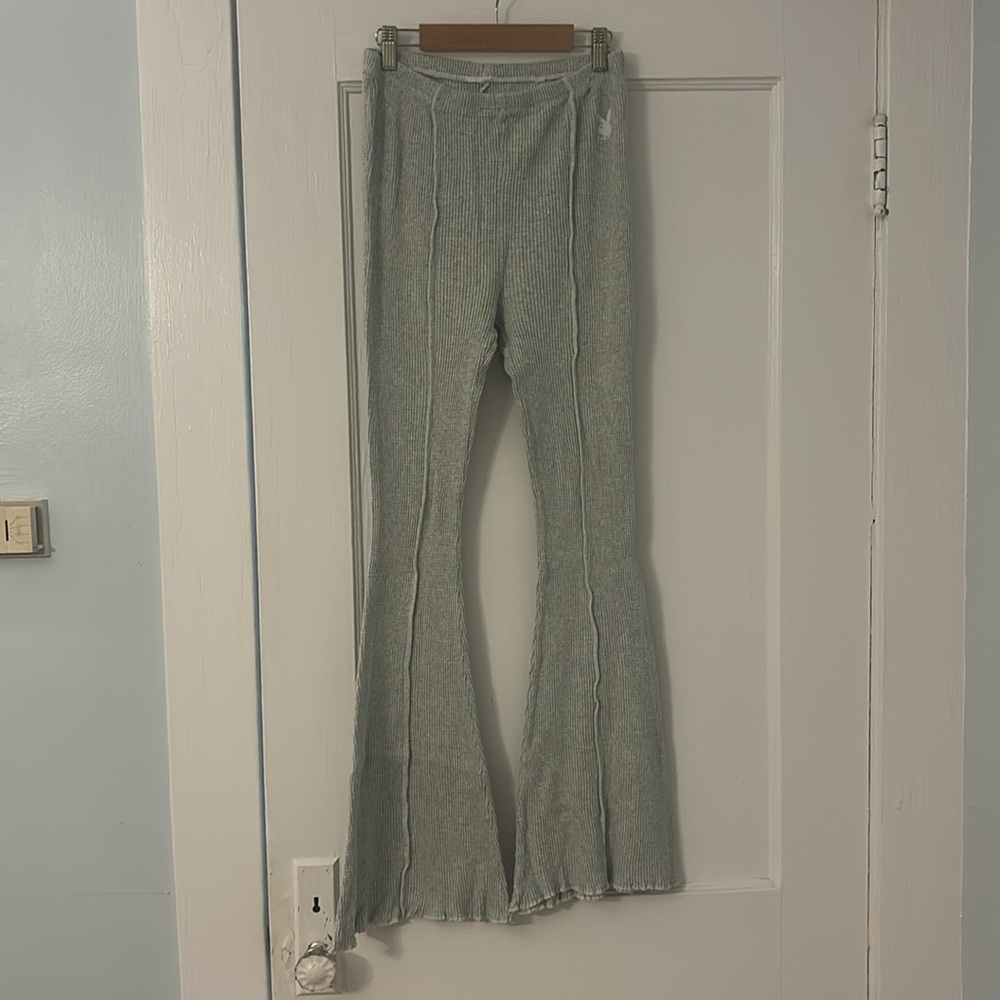 Playboy by PacSun Ribbed Gray Yoga Pants